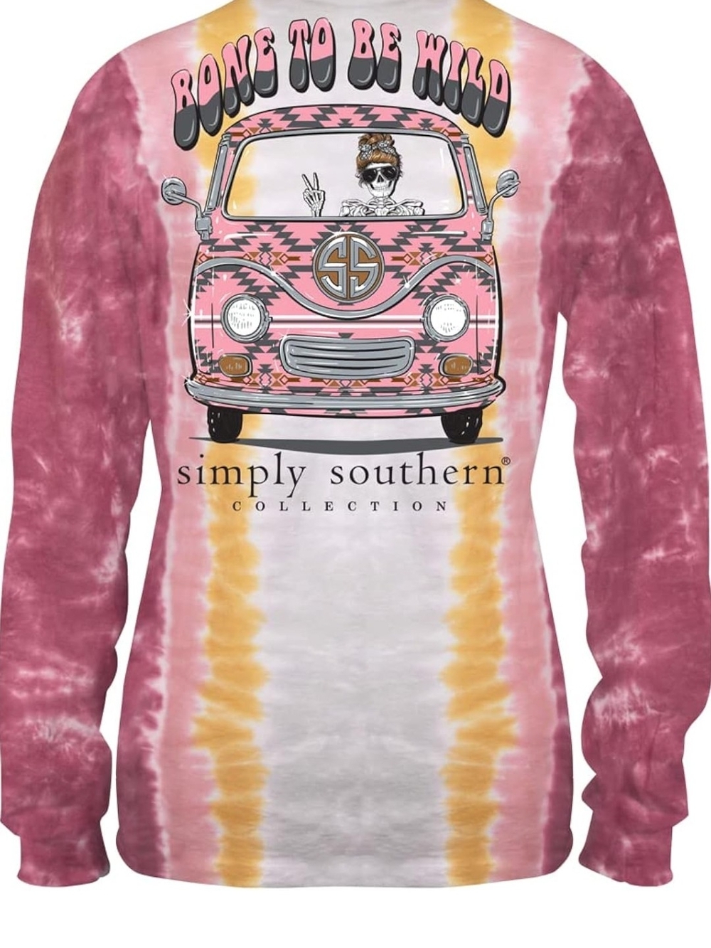 Simply Southern Pink & Yellow Tie-Dye 'Born to Be Wild' Long Sleeve Tee